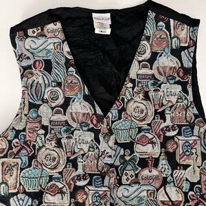 Vintage Bobbie Brooks Tapestry Vest Perfume Bottles Womens XL‎